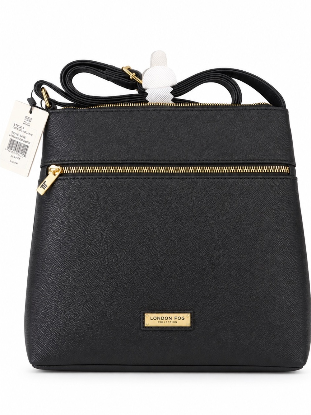 London Fog Black Crossbody with Gold-Tone Accents